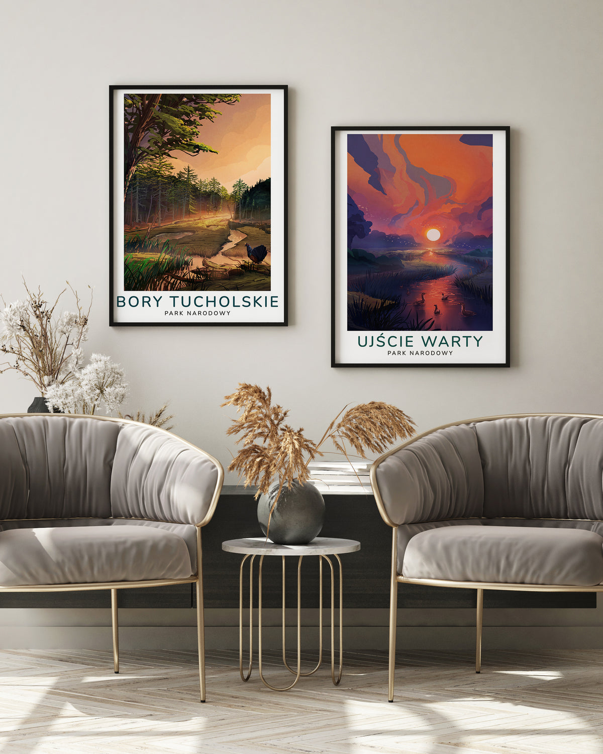 Ensemble de posters Ujście Warty et Bory Tucholskie moderne - ensemble de posters
