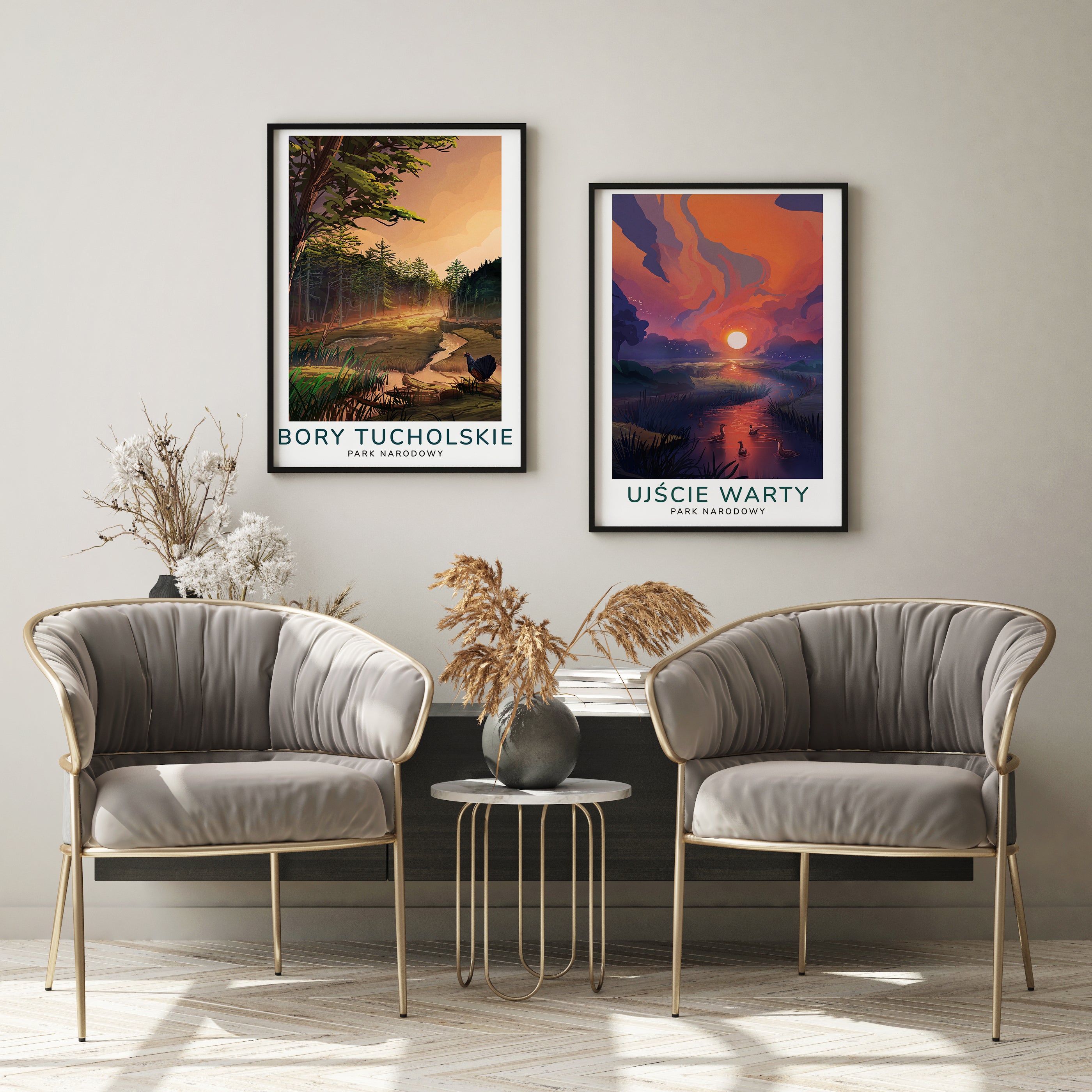 Zestaw plakatów Ujście Warty i Bory Tucholskie modern
