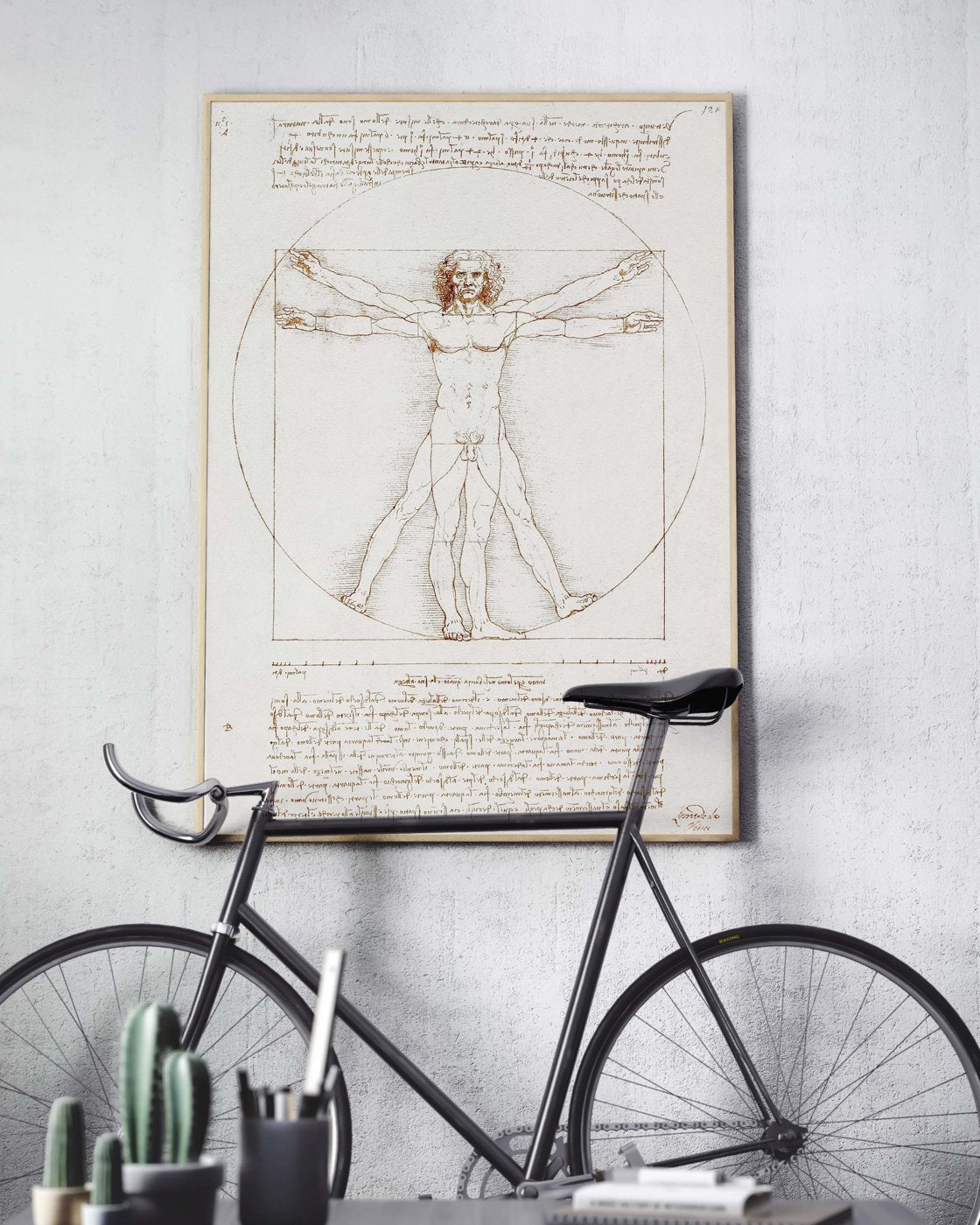 Człowiek witruwiański, plakat sztuki przedstawiający słynny rysunek Leonarda da Vinci z proporcjami ludzkiego ciała - 2