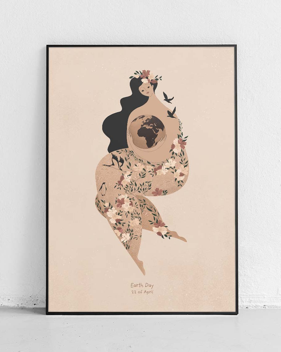 Journée de la Terre – Mère Terre, affiche écologique éducative marron - 1