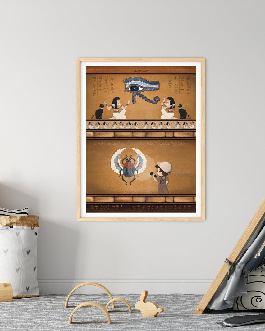 Egiptolog - kolorowy plakat dla dzieci autorstwa Kasi Nowakowskiej z serii Science Girl Science Boy - 2