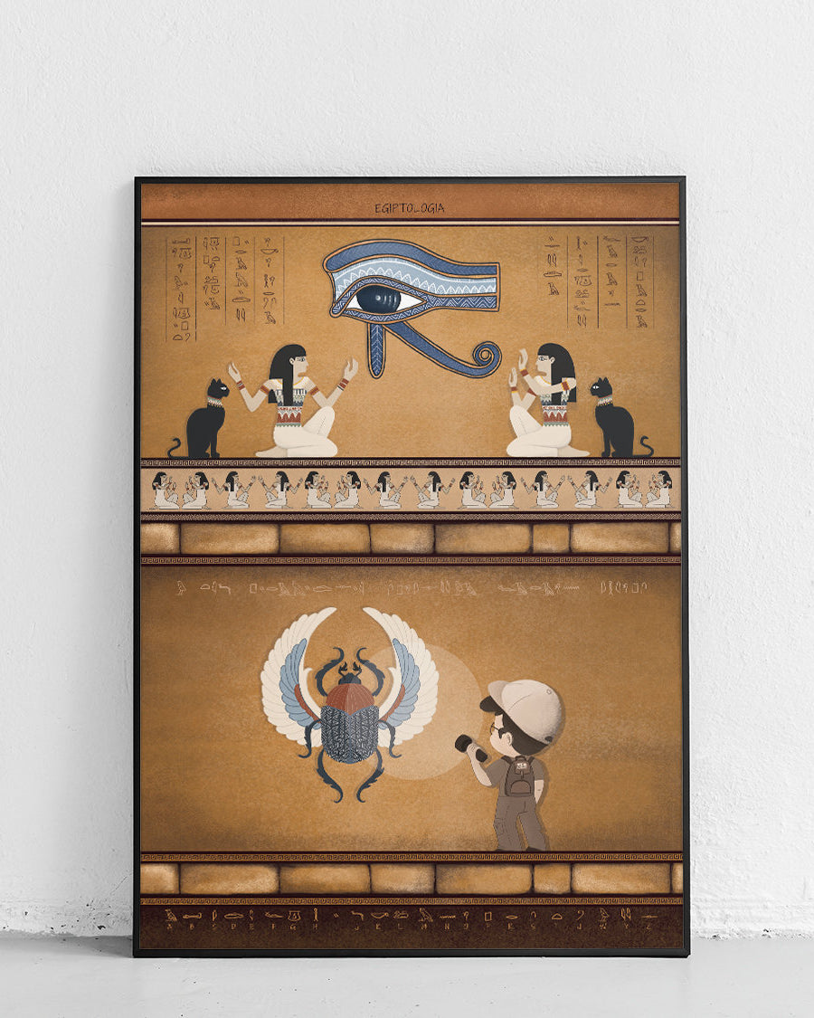 Egiptolog - kolorowy plakat dla dzieci autorstwa Kasi Nowakowskiej z serii Science Girl Science Boy - 1
