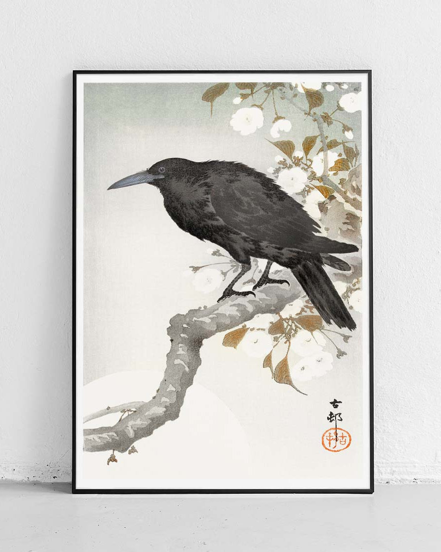 Corbeau et pleine lune - affiche Japonia - 1