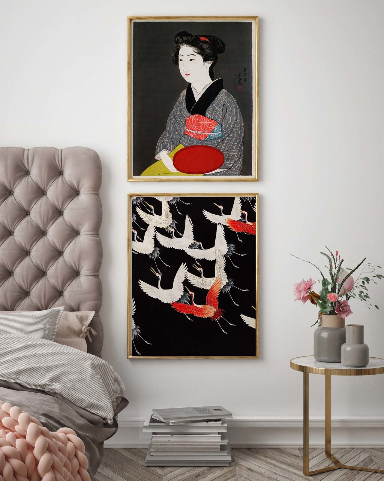 Flying Cranes - poster - Japanese decorative motif - 2