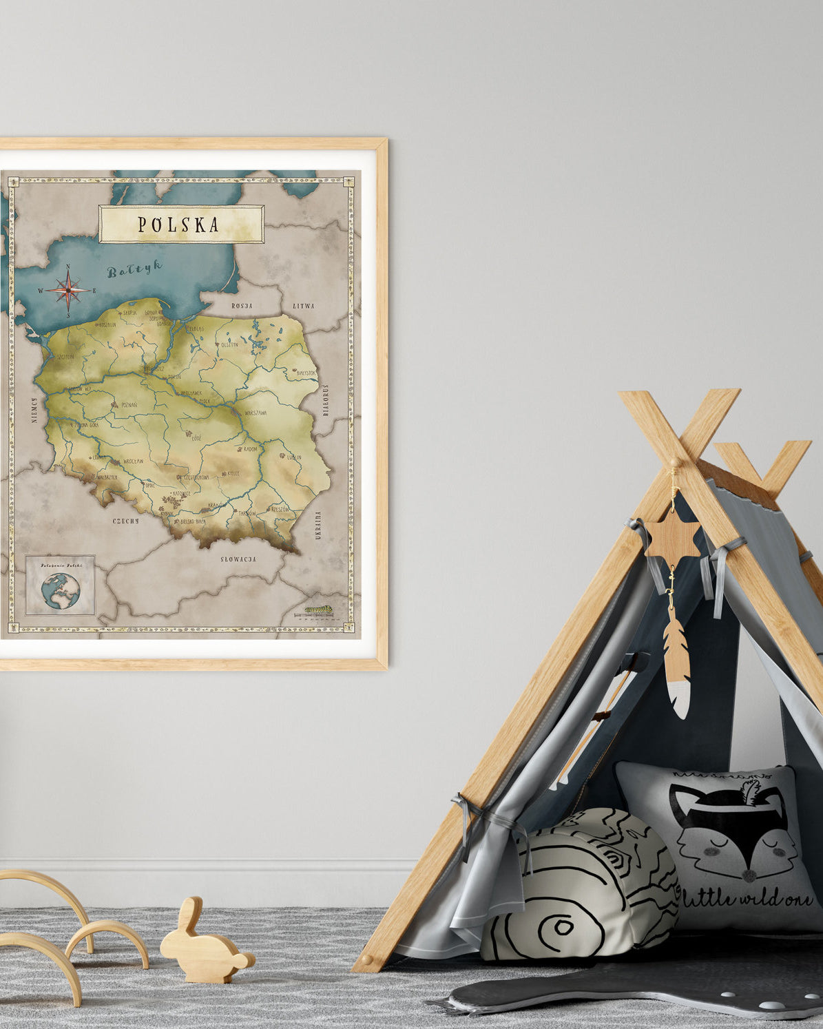 Carte de Pologne pour enfants - affiche éducative - 2