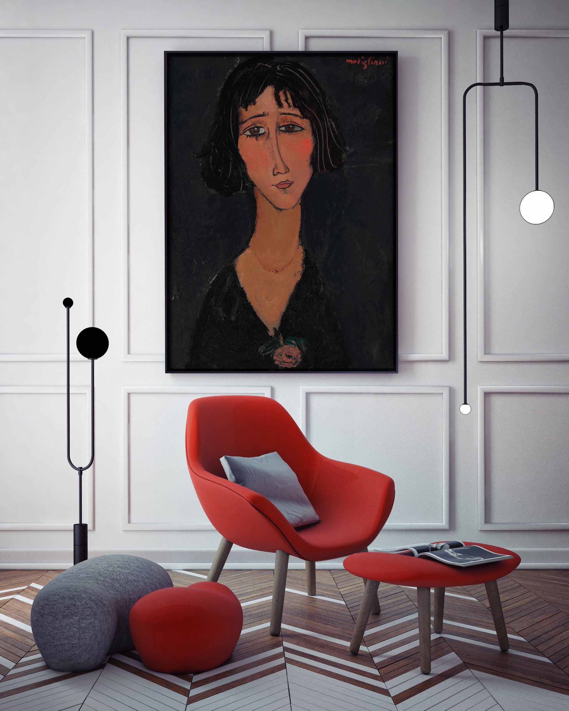 Young Woman with a Rose - poster, artwork - 2