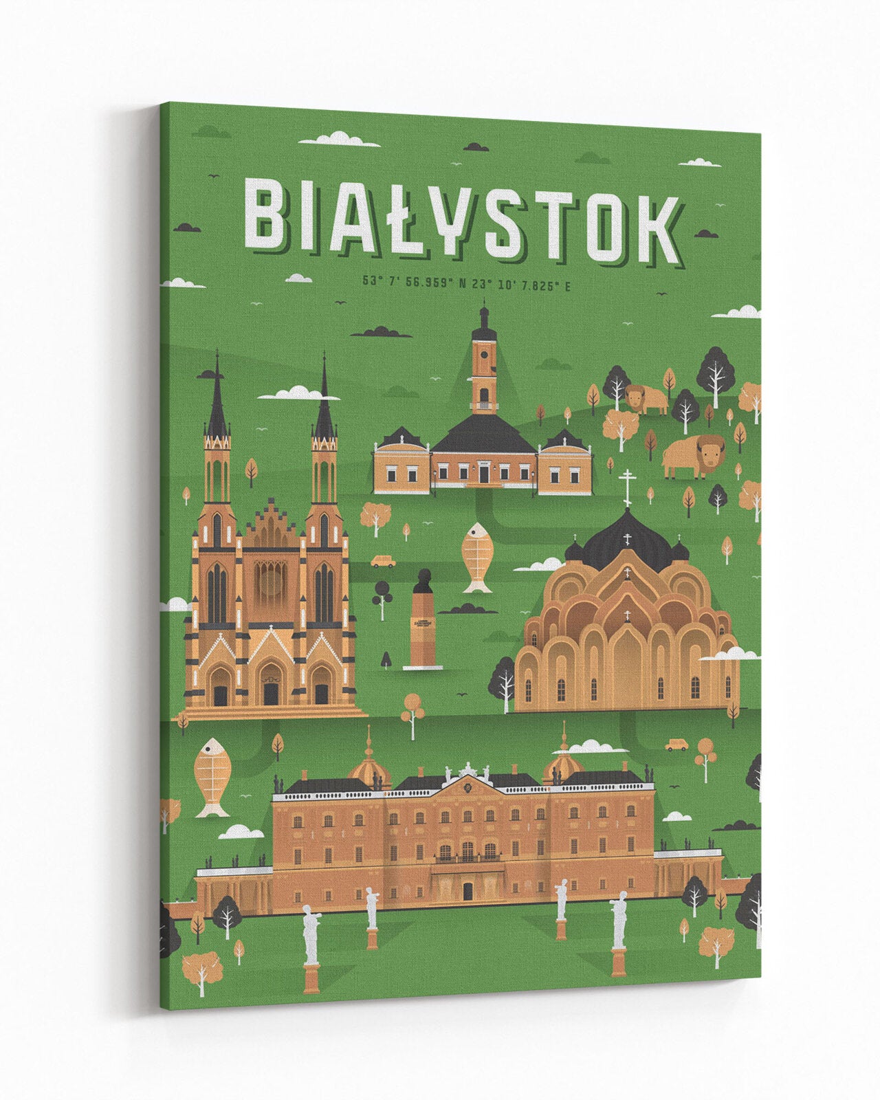 Tableau Białystok - vert, tableau sur toile vertical - 1
