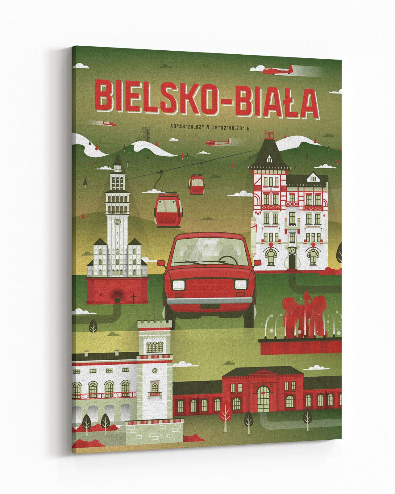 Tableau Bielsko-Biała vert foncé - tableau sur toile au format vertical - 1