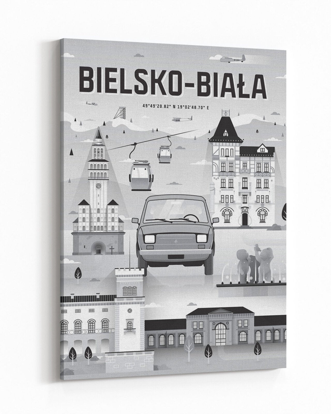 Tableau Bielsko-Biała noir et blanc, portrait sur toile - 1