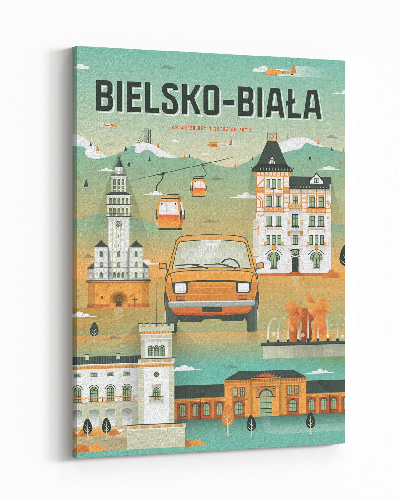 Tableau Bielsko-Biała - vert - tableau sur toile vertical - 1