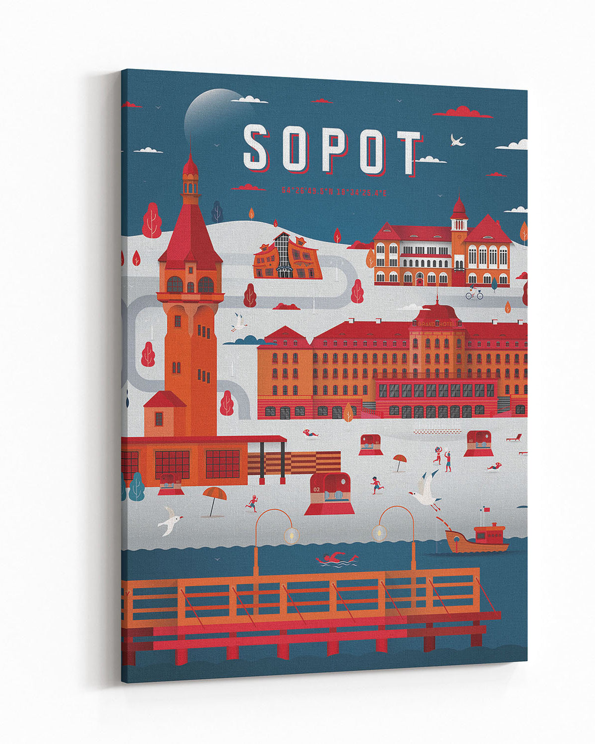 Tableau Sopot - bleu marine - tableau sur toile vertical - 1