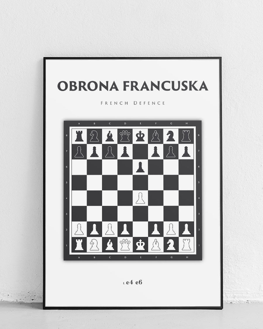 Französische Verteidigung - Schachposter von Robert Kostrzewa