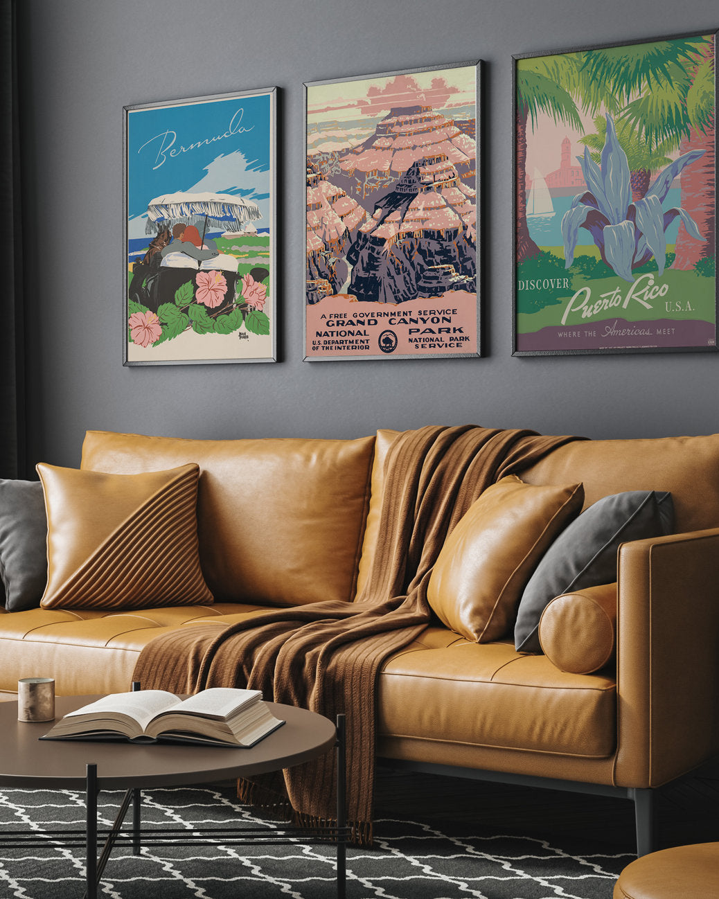 Vintage plakat Puerto Rico z mapą i retro typografią na białym tle - 2