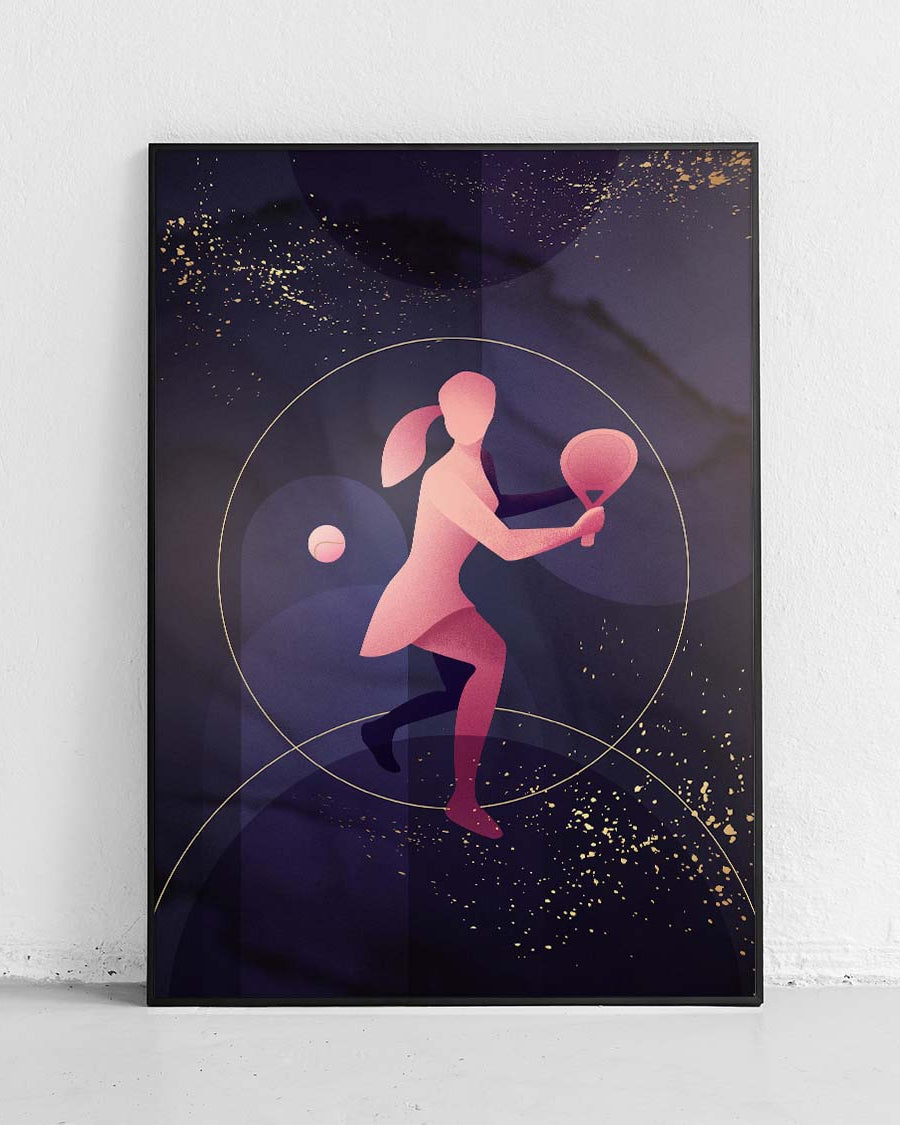 Weiblicher Tennis - Sportplakat mit olympischem Motiv, von Kasia Nowakowska - 1