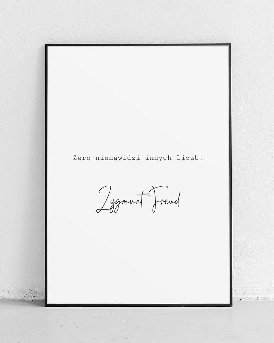 Zero - plakat z cytatem, minimalistyczny design na białym tle - 1