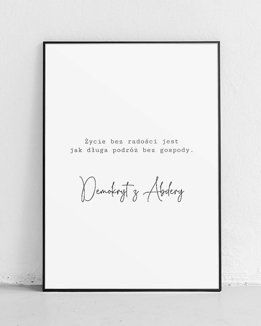 Plakat "Życie bez radości" - cytat motywacyjny na białym tle - 1