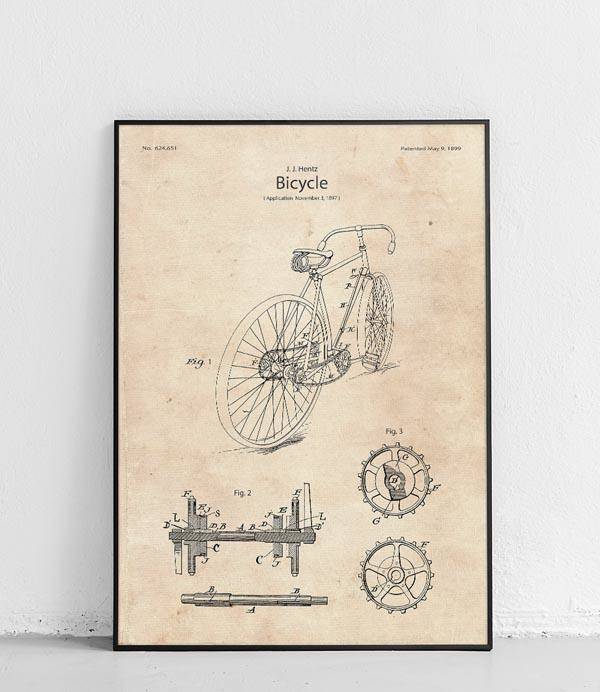 Rower – plakat patentowy, prezent dla majsterkowicza