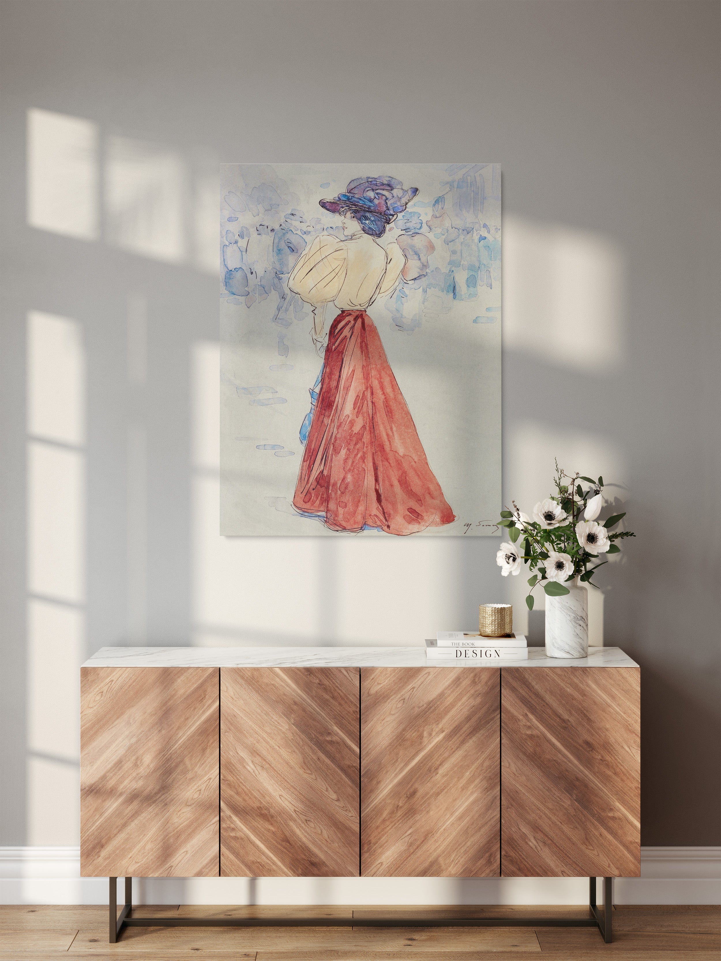 Obraz na płótnie "Elegancka z czerwoną spódnicą" - Henry Somm - Elegancka z czerwona spodnica_Obraz do pokoju.jpg