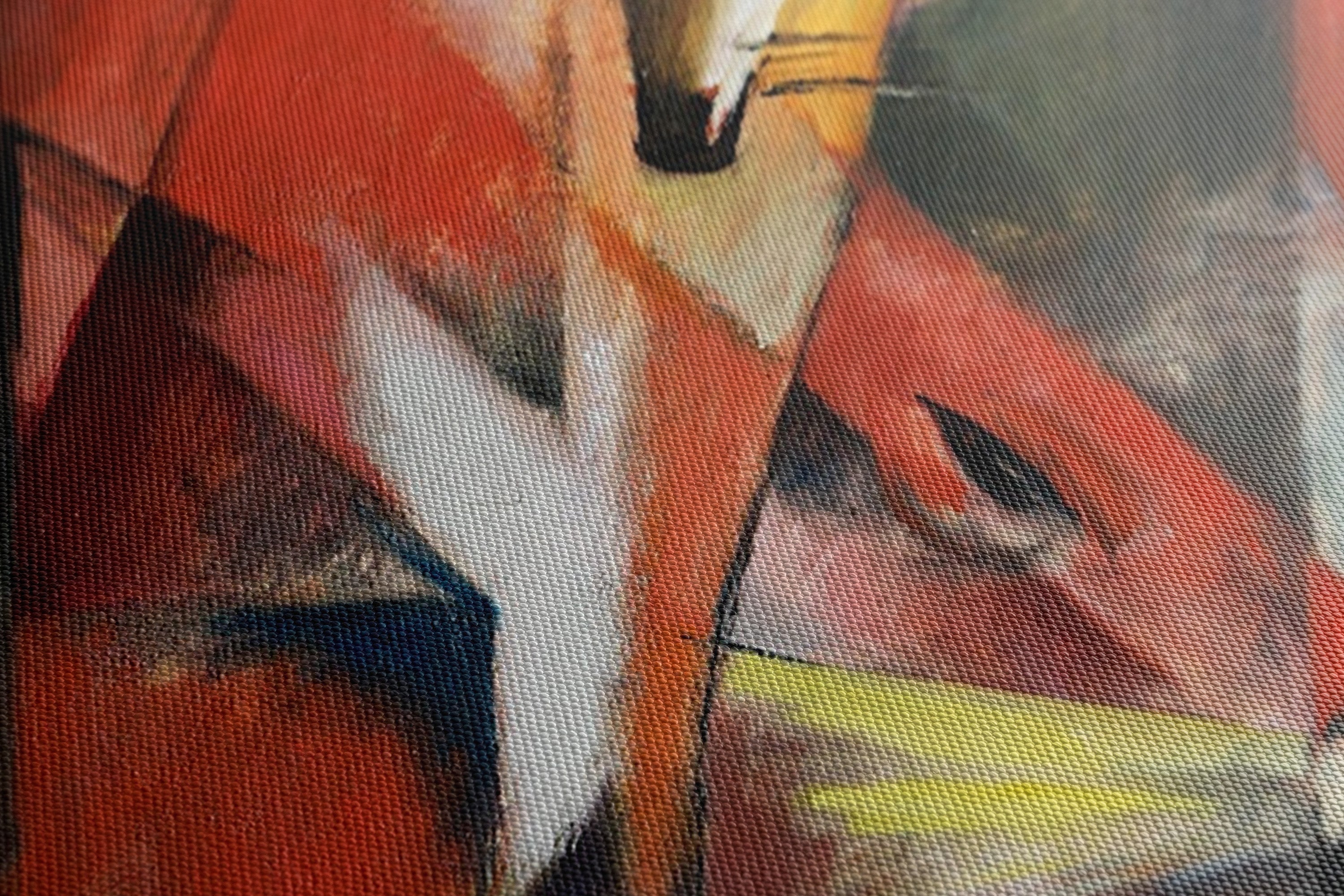 Obraz na płótnie: Czerwone lisy w stylu abstrakcyjnym - Obraz_Canvas szczegol.jpg