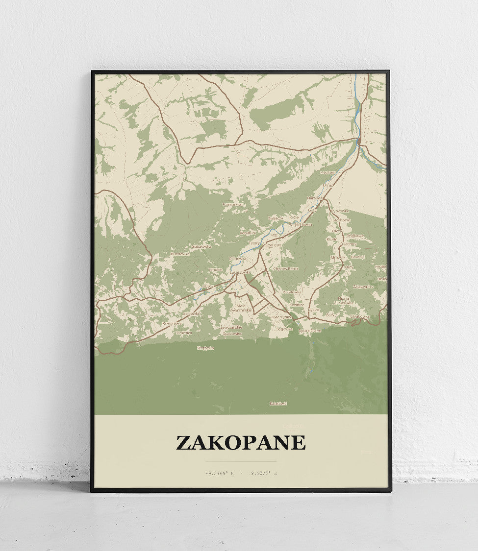Plakat ZAKOPANE - Mapa miasta