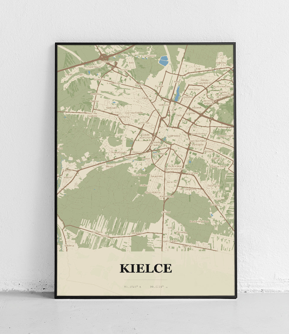 Plakat KIELCE - Mapa miasta