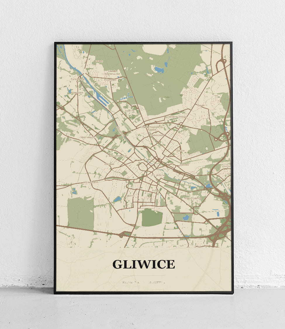 Plakat GLIWICE - Mapa miasta