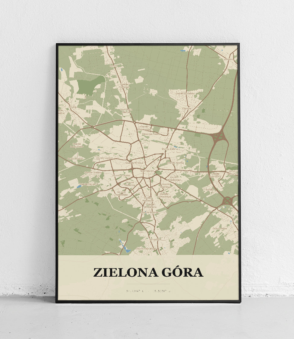 Plakat ZIELONA GÓRA - Mapa miasta