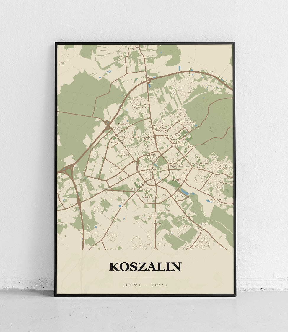 Plakat KOSZALIN - Mapa miasta