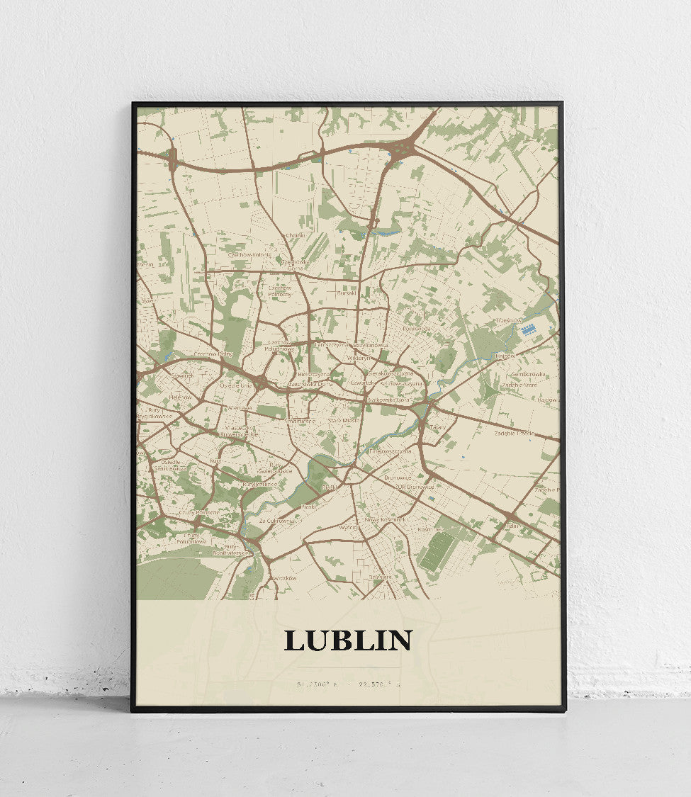Plakat LUBLIN - Mapa miasta