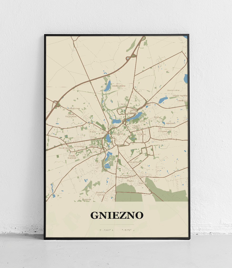 Plakat GNIEZNO - Mapa miasta