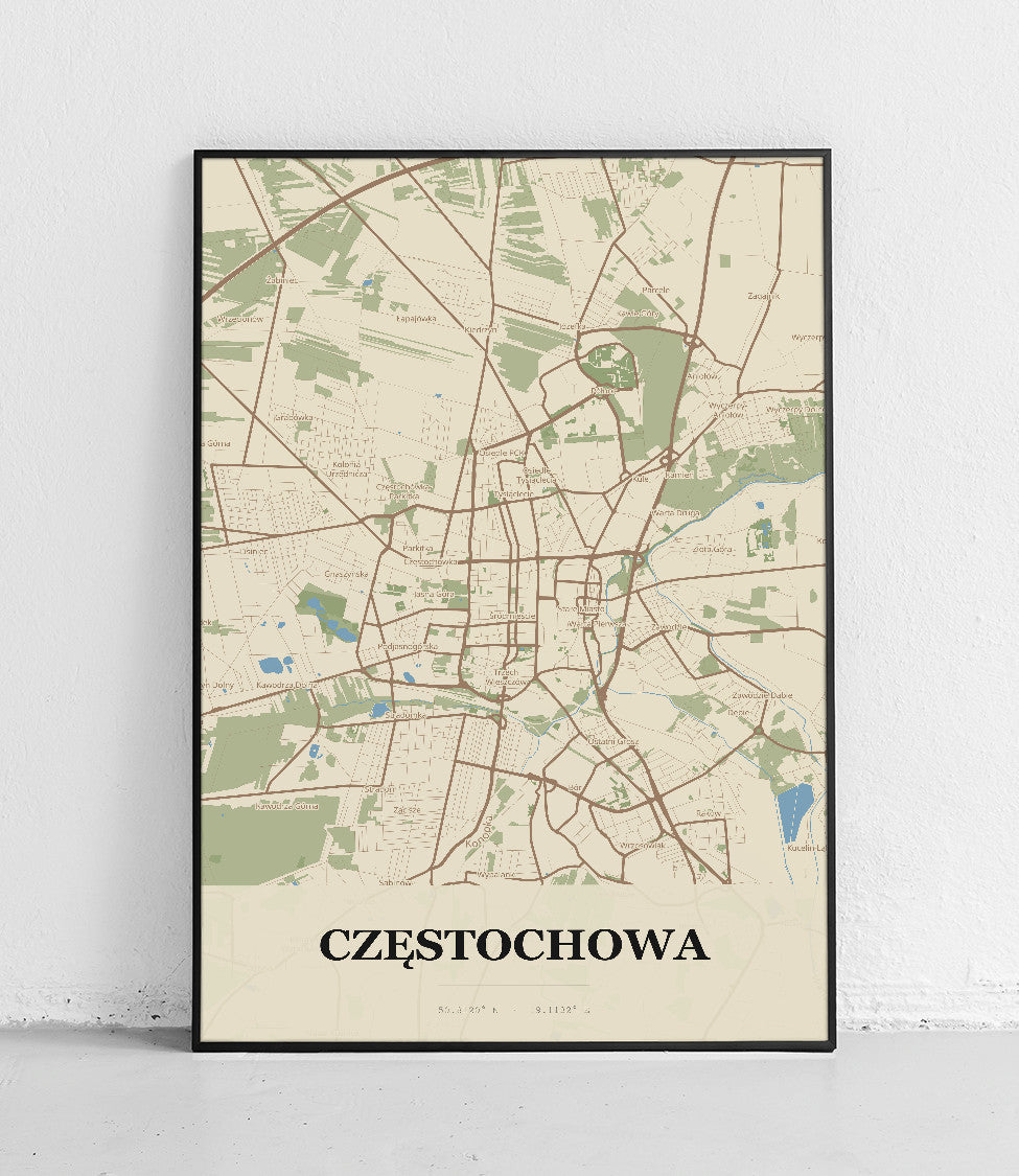 Plakat CZĘSTOCHOWA - Mapa miasta