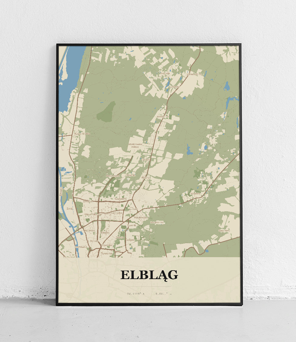 Plakat ELBLĄG - Mapa miasta