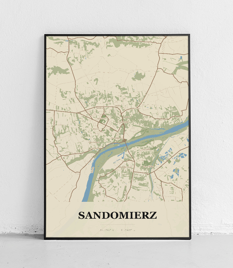 Plakat SANDOMIERZ - Mapa miasta