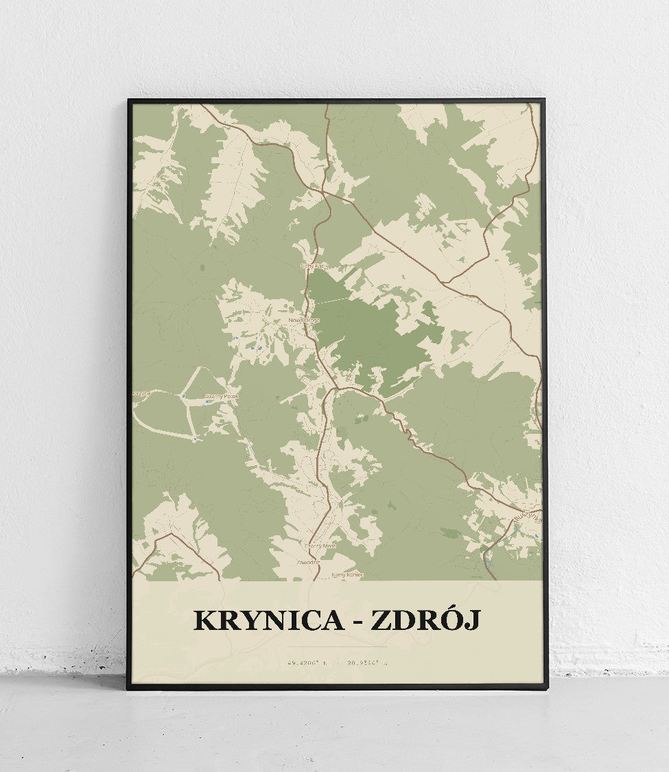 Plakat KRYNICA - ZDRÓJ - Mapa miasta