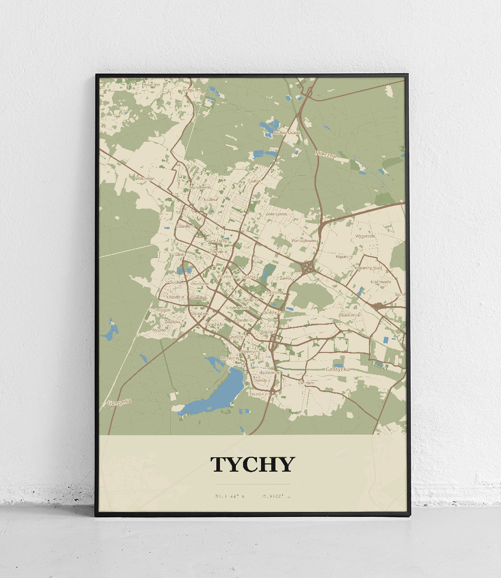 Plakat TYCHY - Mapa miasta