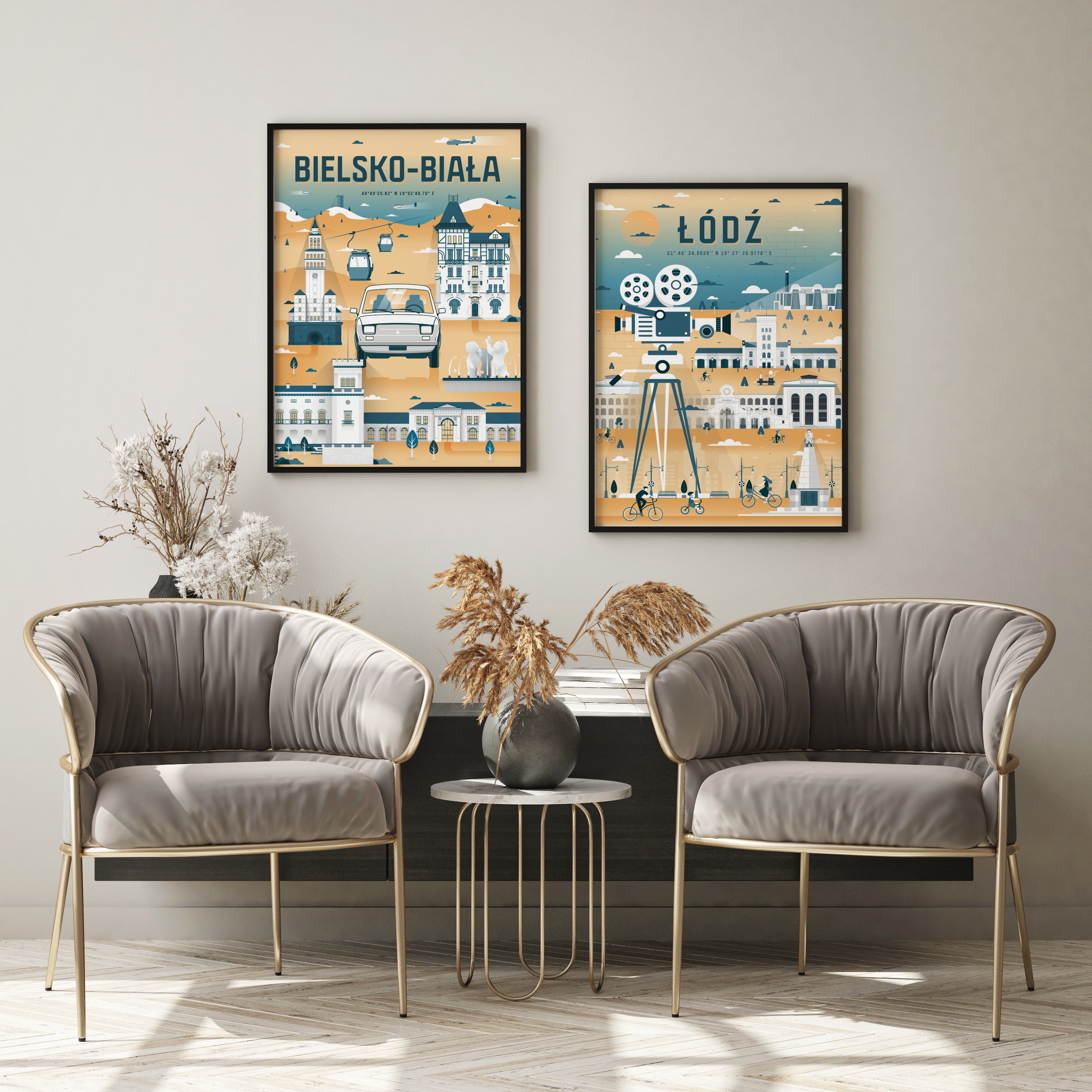 Zestaw plakatów Bielsko-Biała i Łódz