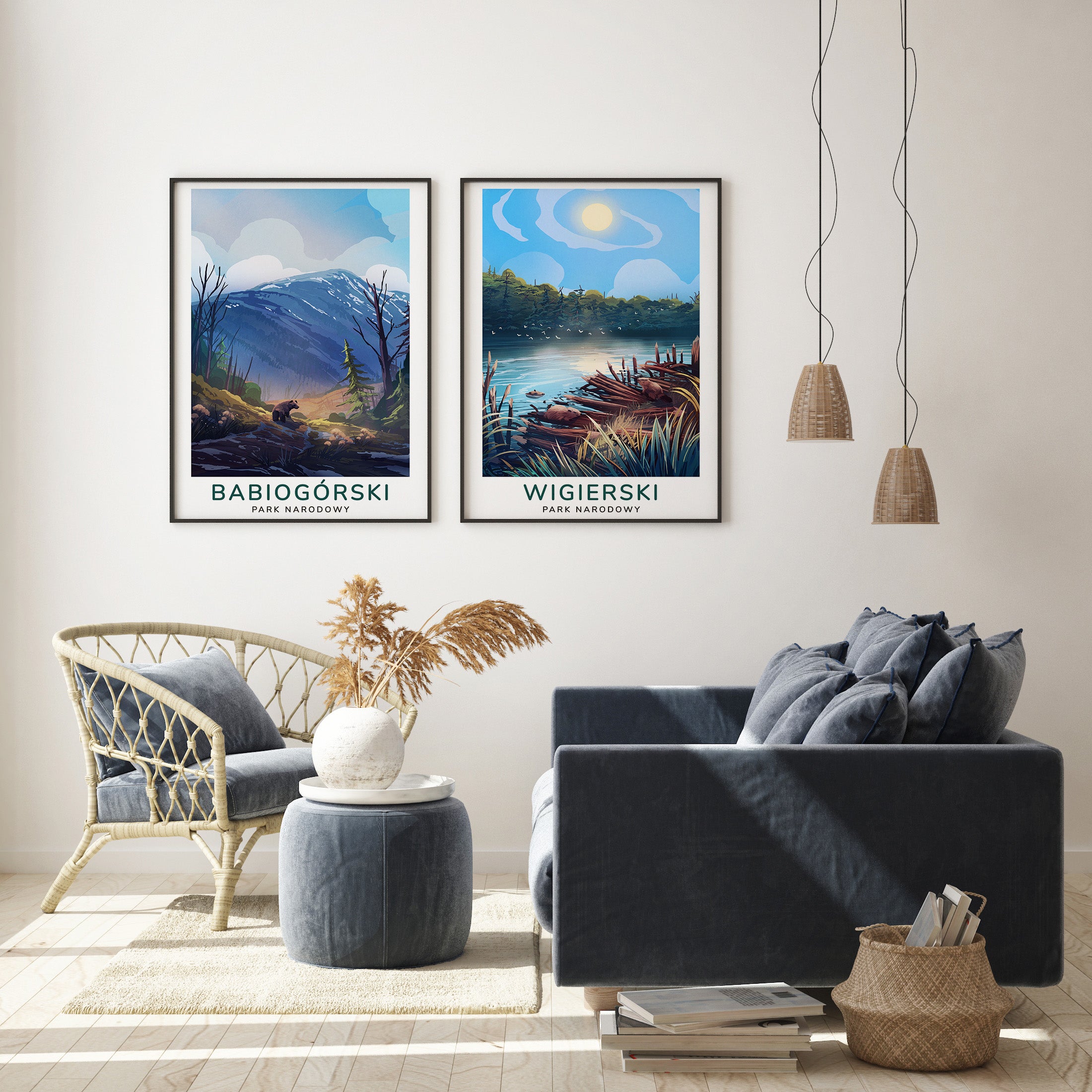 Zestaw plakatów Wigierski i Babiogórski Park Narodowy modern