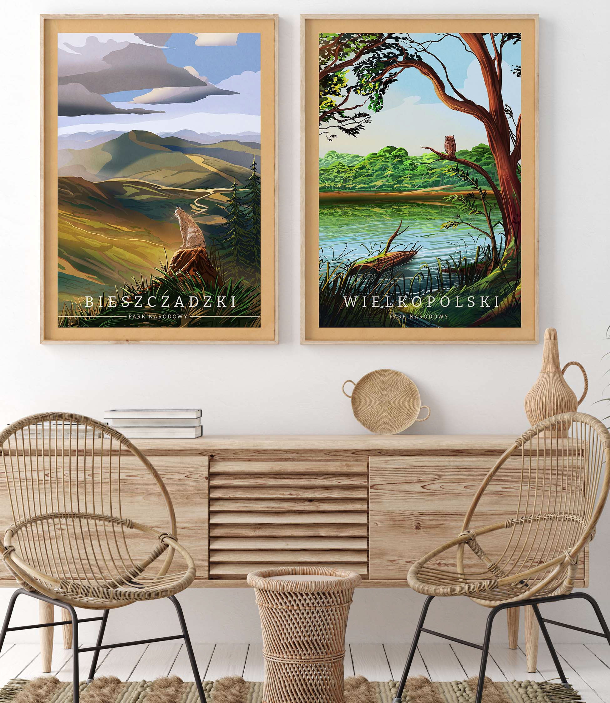 Zestaw plakatów Bieszczadzki i Wielkopolski Park Narodowy