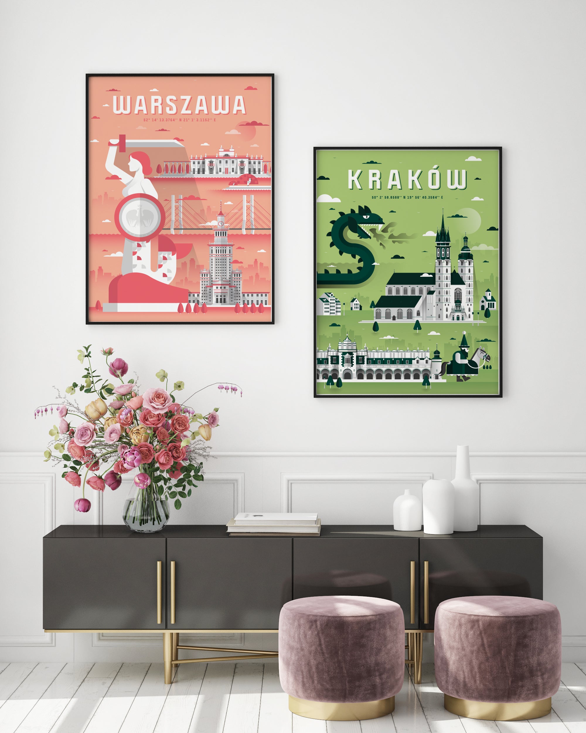 Zestaw plakatów Warszawa i Kraków