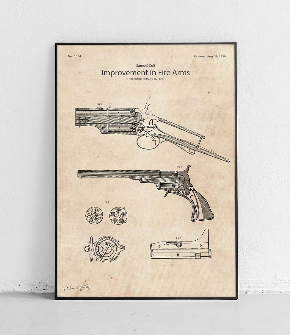 Colt Revolver Patent Poster 1839 - Famous Invention – Poster Polytechnic