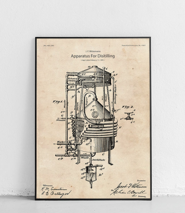 Distiller Poster Papyrus 30 X 40 Cm Fine Art Patents Beer And