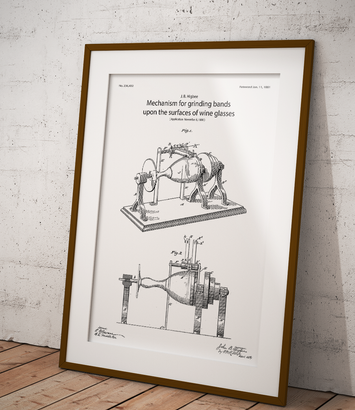 Mechanism for grinding bands on the surfaces of wine glasses - poster