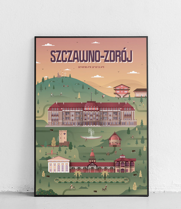Szczawno-Zdrój - City Poster - green and burgundy