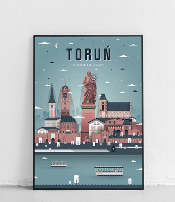 Toruń - City Poster - light blue-gray