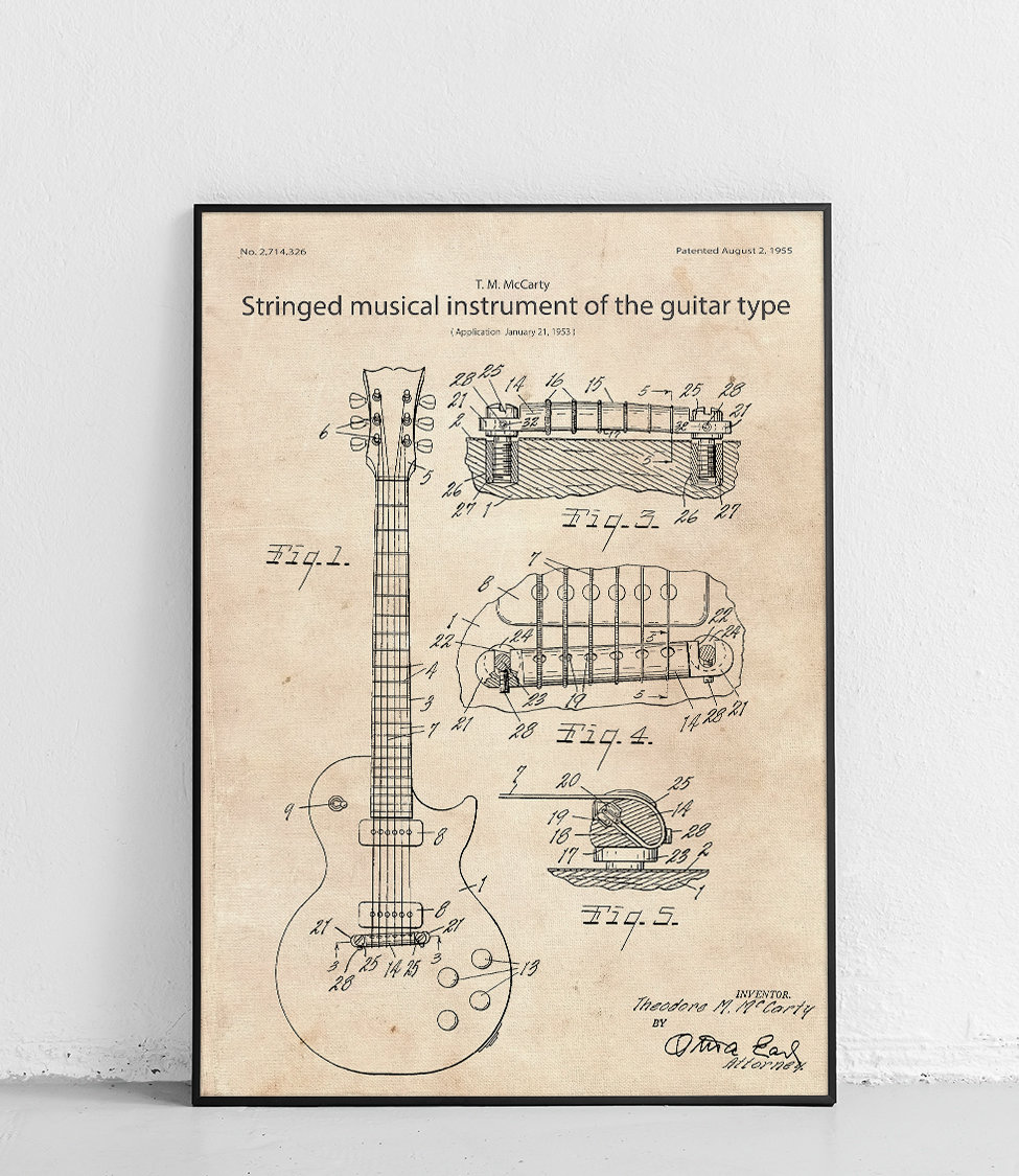 Gibson Electric Guitar Poster Papyrus 40 X 50 Cm Fine Art