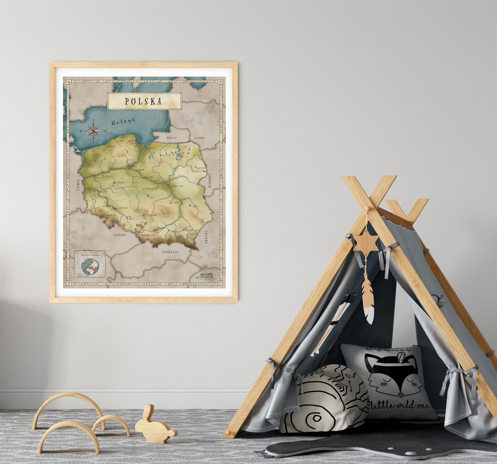 Map Of Poland For Children Poster 40 X 50 Cm Smooth Matte For   Eng Pl Map Of Poland For Children Poster 25371 2 