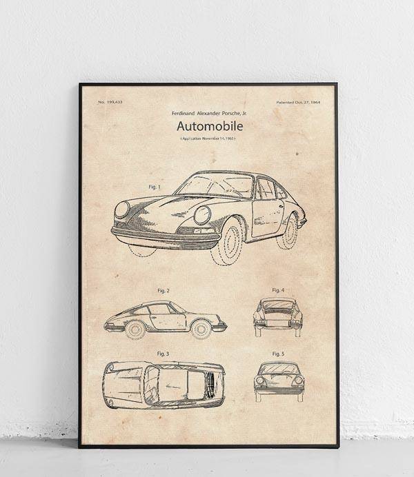 Porsche 911 - poster Papyrus \ 30 x 40 cm \ Smooth matte, Bestsellers  Patents \ Transportation