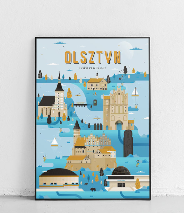 Olsztyn - City Poster - blue 