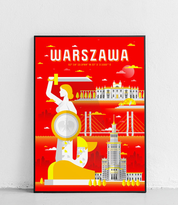 Warszawa - Plakat Miasta - czerwony