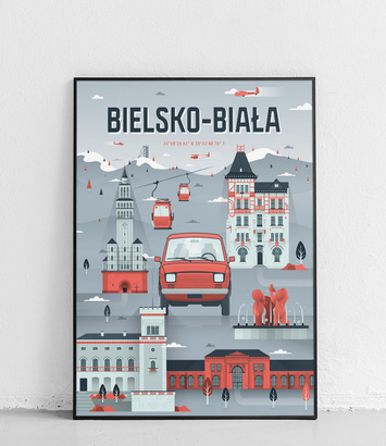 Bielsko Biała - Plakat Miasta - szary